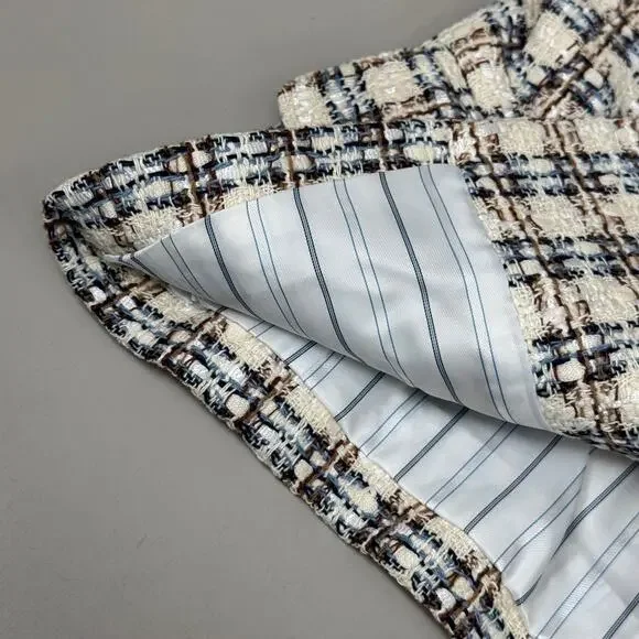 VERONICA BEARD Bentley Tweed Jacket Sz-2 Ivory/Camel 2406TW6810474 - Picture 8 of 16